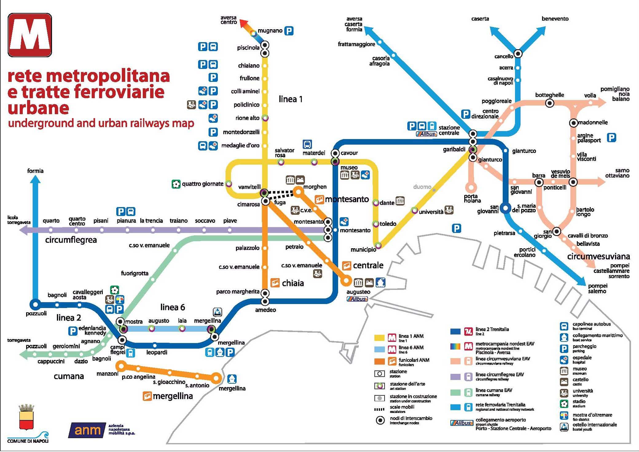 Come muoversi a Napoli - mappa dei trasporti a Napoli