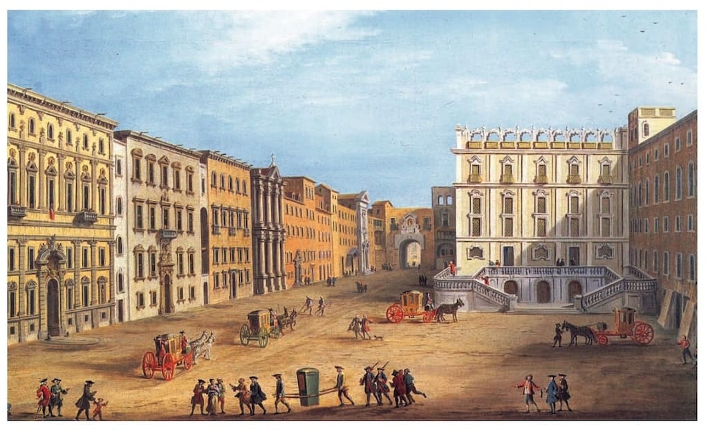 Piazza Bellini in un quadro di Antonio Joli