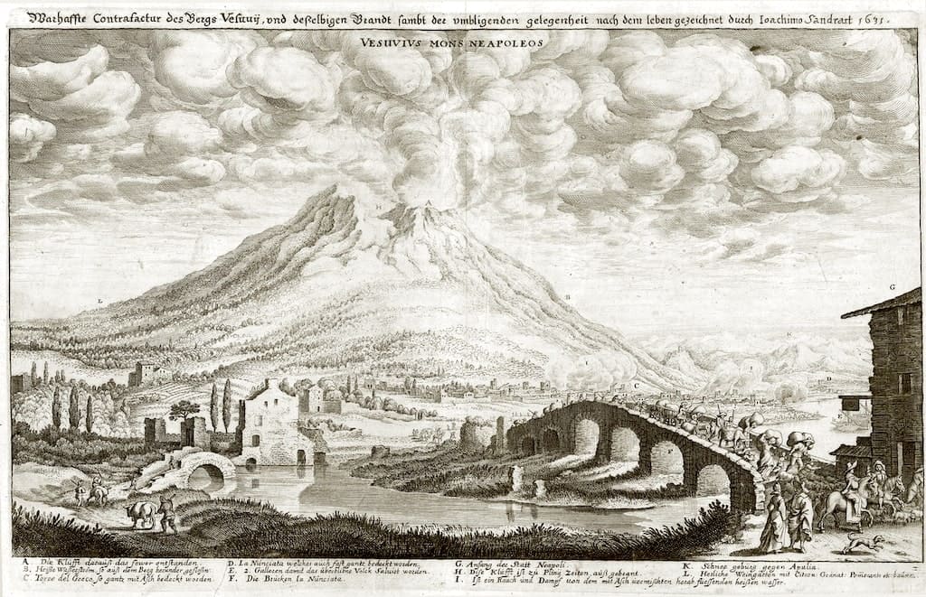 Incisione di Matthäus Merian, Eruzione del Vesuvio