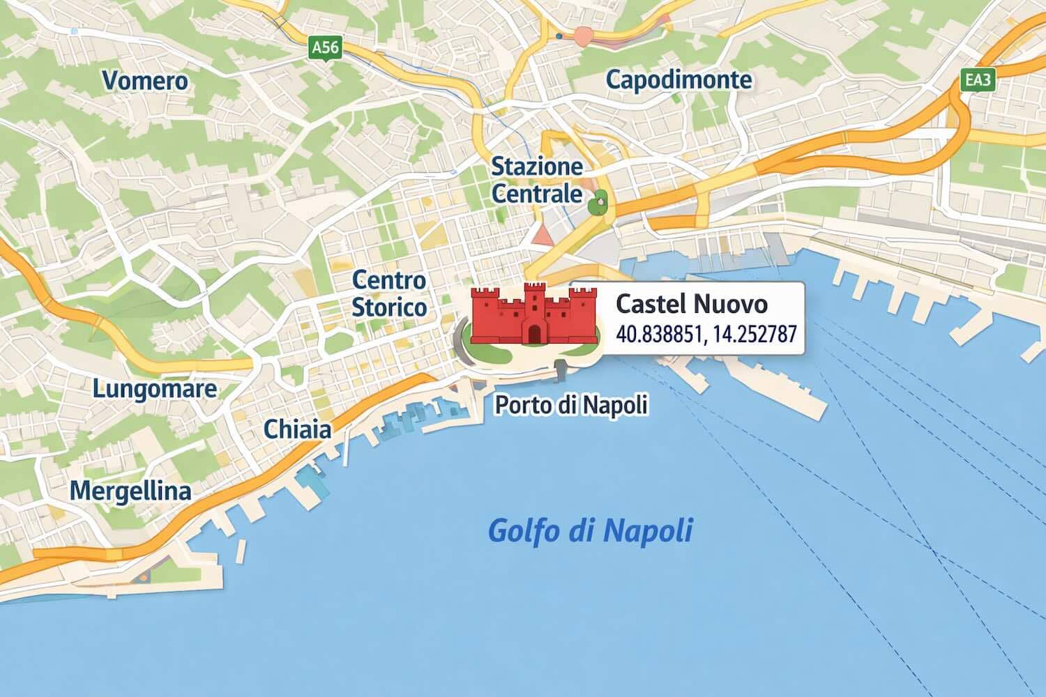 Mappa posizione Castel Nuovo - Maschio Angioino di Napoli